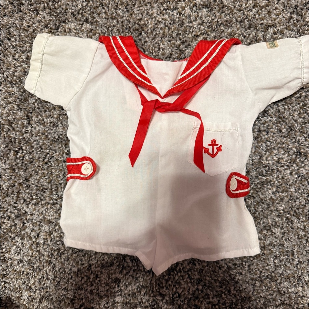 Vintage Cabbage Patch K id Sailor Baby Romper with Red Accents